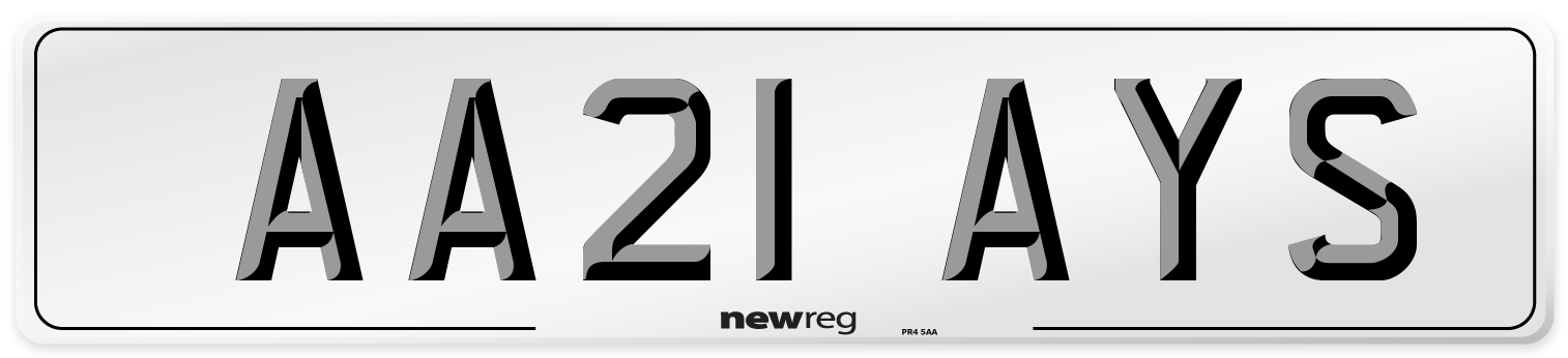 AA21 AYS Number Plate from New Reg